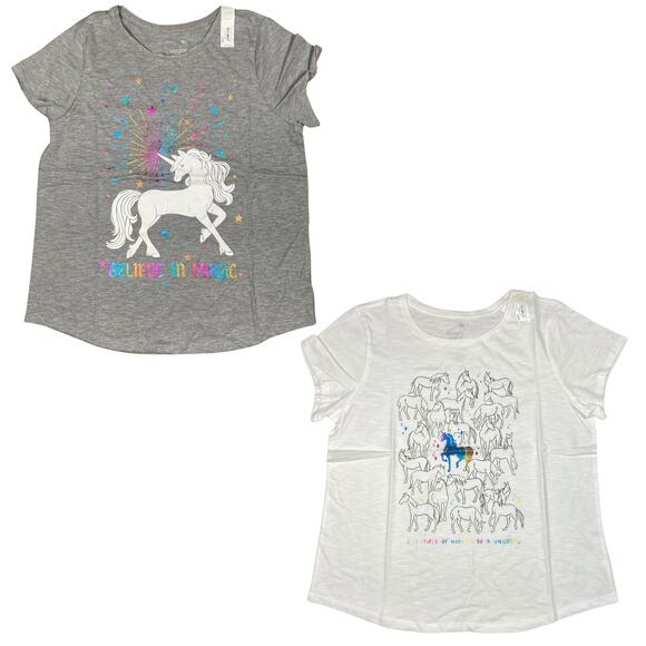 NWT 2 Piece So Favorite Graphic Kids Tee Shirt Girls Size 18 Plus Curved Hem - Picture 1 of 4